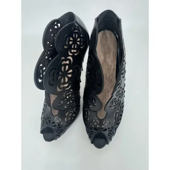 Alexander McQueen Black Laser-Cut Stiletto Ankle Boots Size 41 us10 (shoe100thri - Picture 3 of 8